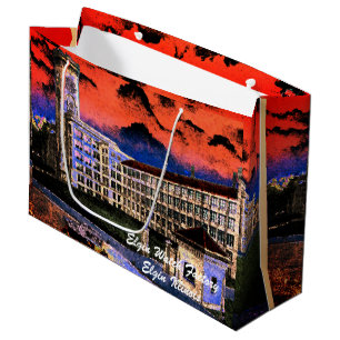 Elgin Watch Factory Colorful Watercolor 1920 Art Large Gift Bag