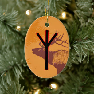 Elhaz Viking Rune Yule Ornament – Protection!