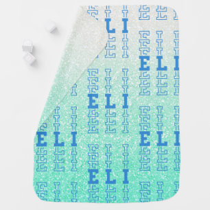 Eli Blue Custom Repeat Name Baby Blanket