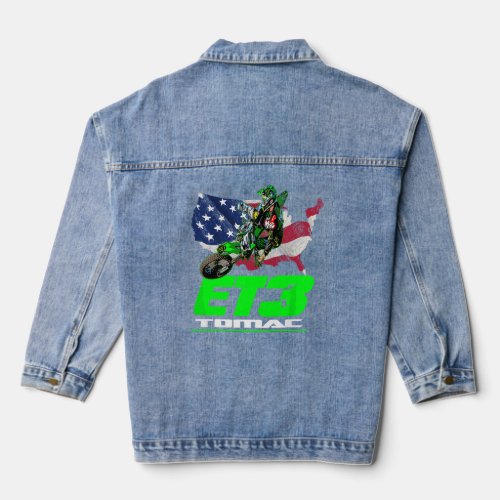ELI ET3 TOMAC USA FLAG 450SX MOTOCROSS ET1 T_Shirt Denim Jacket