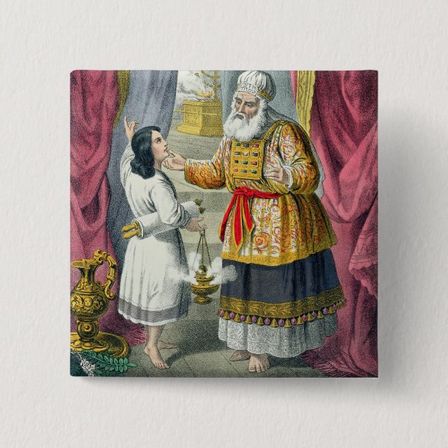 Eli Questioning Samuel Regarding the Vision, from Button (Front)
