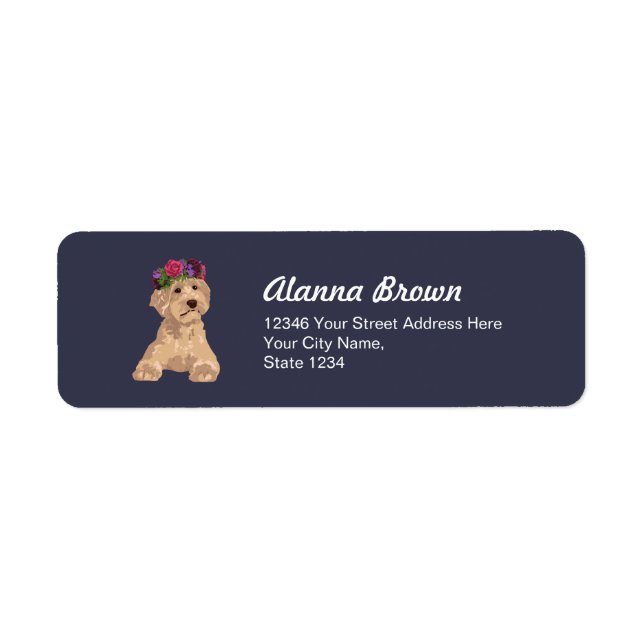 Eli The Sweet Flower Crown Golden Labradoodle Label (Front)