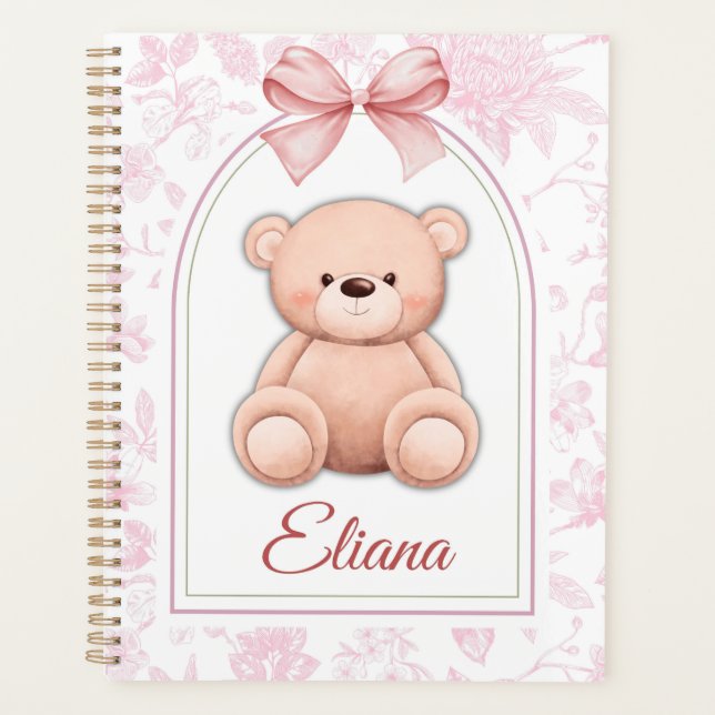Eliana | Custom Pink Teddy Bear Nursery Design  Planner (Front)