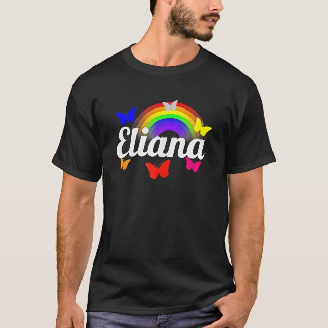 Eliana Name Introduction Kidcore Rainbow Hello Kin T-Shirt (Front)