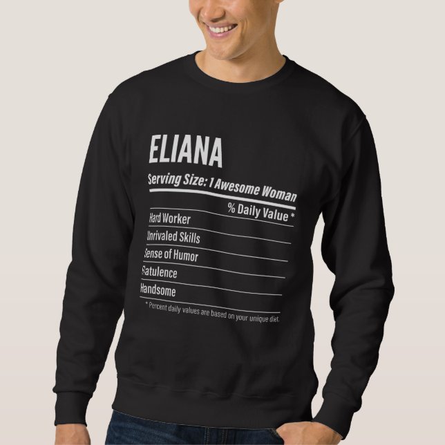 Eliana  Nutritional Facts Serving Size Calories Sweatshirt (Front)