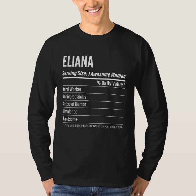 Eliana  Nutritional Facts Serving Size Calories T-Shirt (Front)