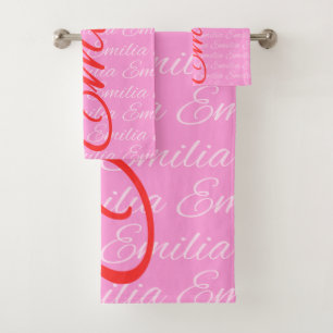 Eliana Repeating Name Pattern  Bath Towel Set