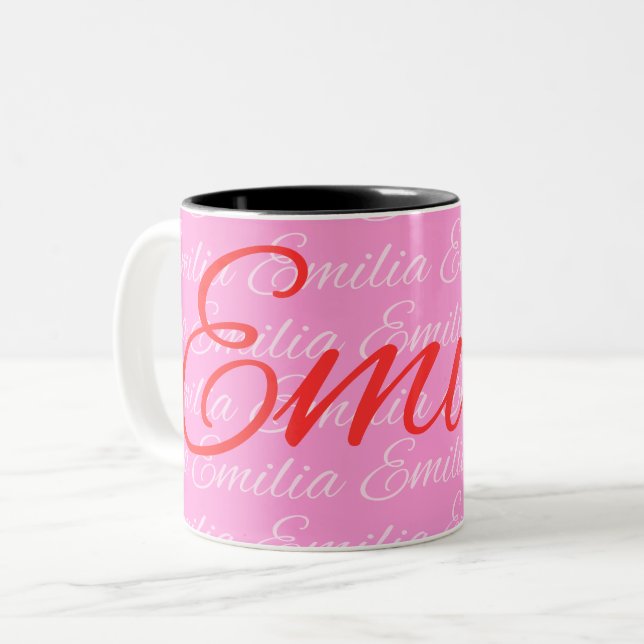 Eliana Repeating Name Pattern  Two-Tone Coffee Mug (Front Left)