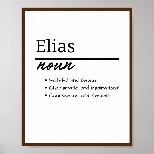Elias, Boy Personalized Name Definition Poster (Front)