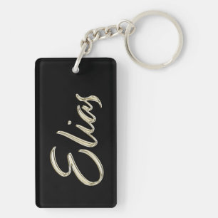 Elias name whitegold key supporters keychain