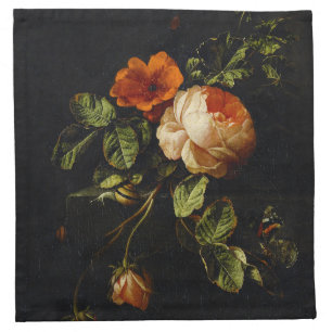 Elias van den Broeck, Still Life with Roses Cloth Napkin