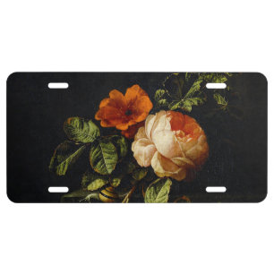 Elias van den Broeck, Still Life with Roses License Plate