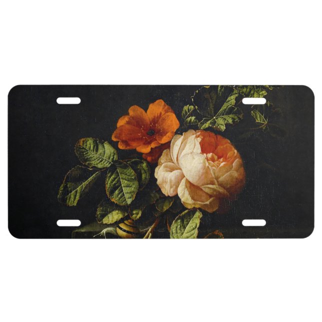 Elias van den Broeck, Still Life with Roses License Plate (Front)