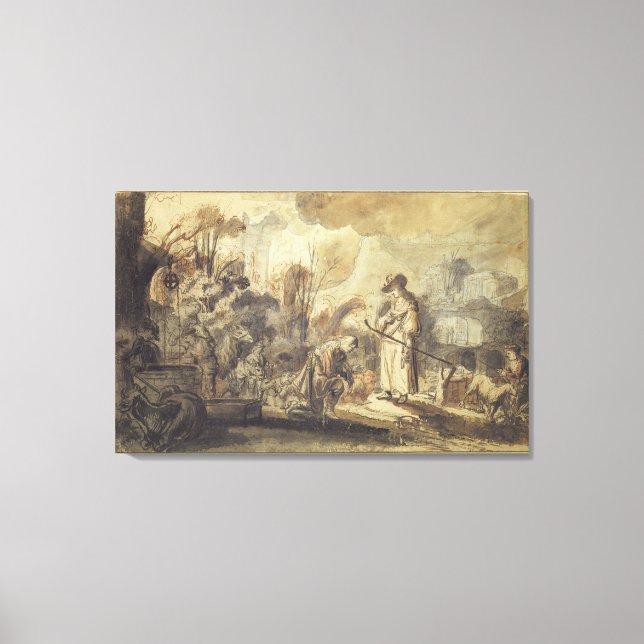Eliezer and Rebecca at the Well Canvas Print (Front)