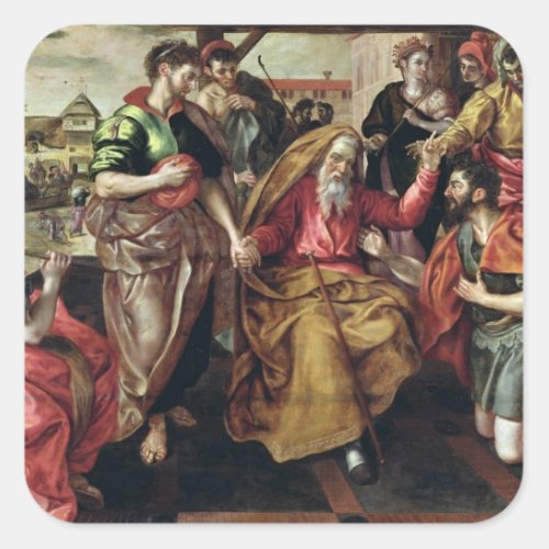 Eliezer Asking for Rebecca to Marry Isaac 1562 Square Sticker