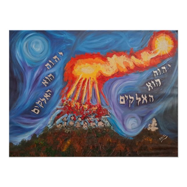 Elijah and the Prophets of Baal on Mount Carmel Poster (Front)