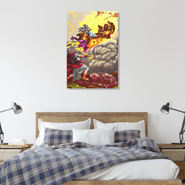 Elijah Ascends to Heaven Wrapped Canvas Print (Insitu(Bedroom))