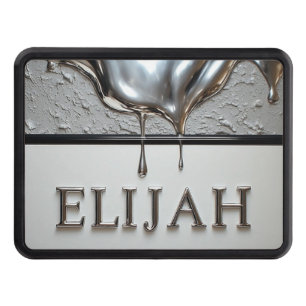 Elijah Chrome Nameplate With Liquid Metal Drips Hitch Cover