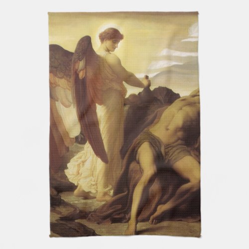Elijah in Wilderness by Lord Frederic Leighton Kitchen Towel