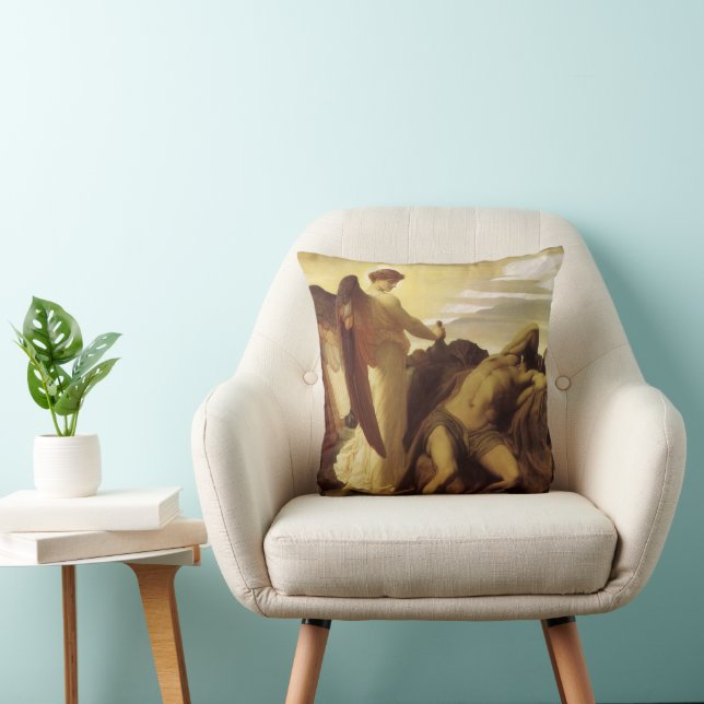 Elijah in Wilderness by Lord Frederic Leighton Throw Pillow (Chair)