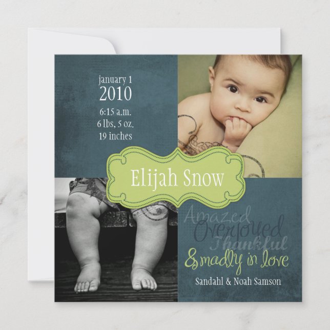 Elijah Snow Birth Announcements (Front)