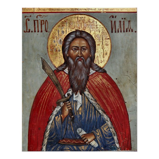 Elijah the Prophet with a Sword Orthodox Icon Poster (Front)