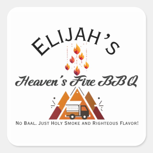Elijah's Heaven's Fire BBQ Sticker (Front)
