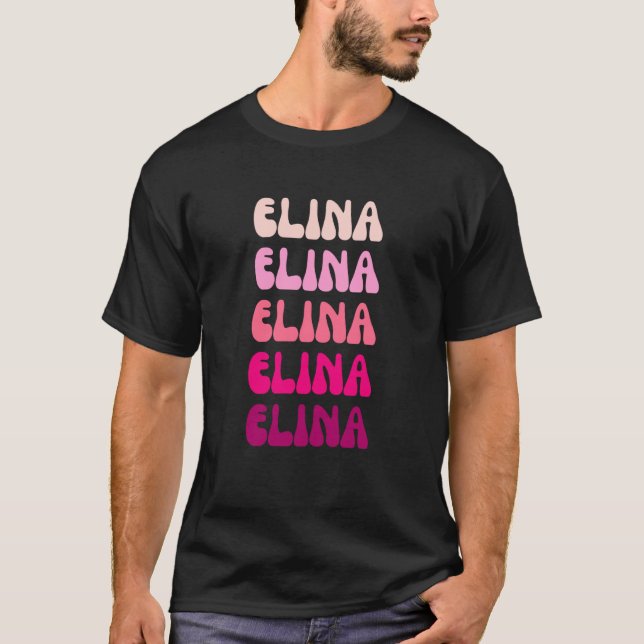 Elina Retro Stack Design T-Shirt (Front)