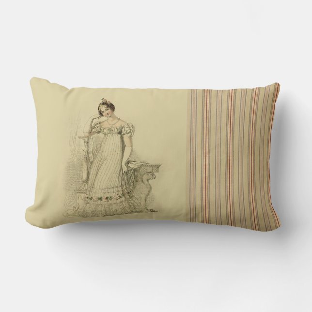 Elinor, Jane Austen inspired, Regency style, cream Lumbar Pillow (Front)