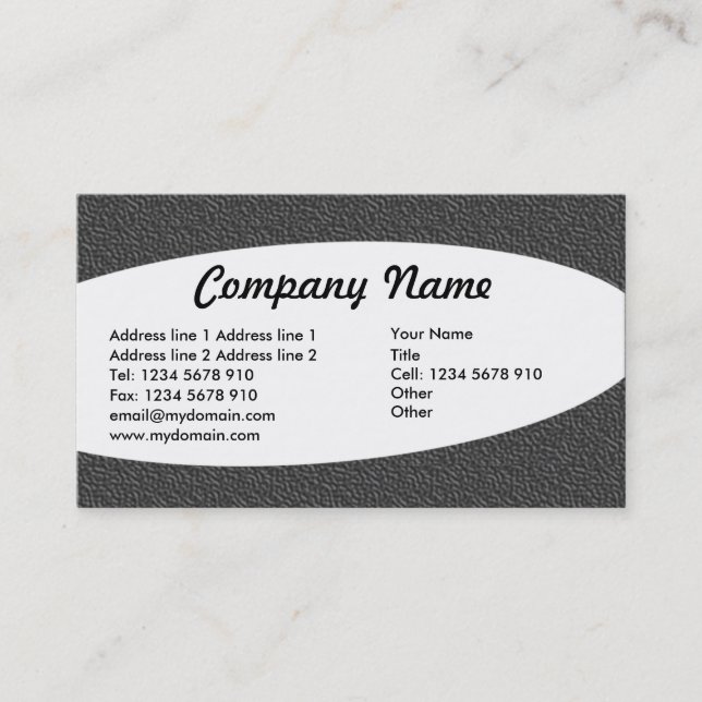 Eliptical - Dark Gray Embossed Texture Business Card (Front)