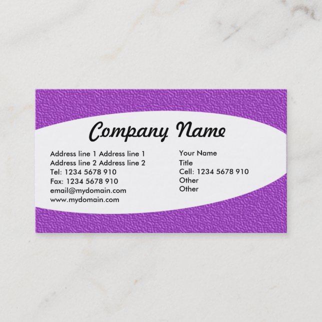 Eliptical - Purple Embossed Texture Business Card (Front)