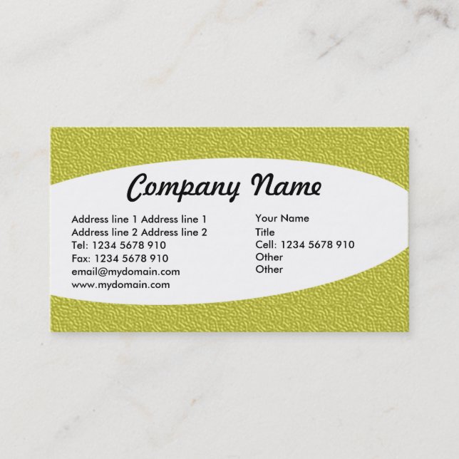 Eliptical - Yellow Embossed Texture Business Card (Front)