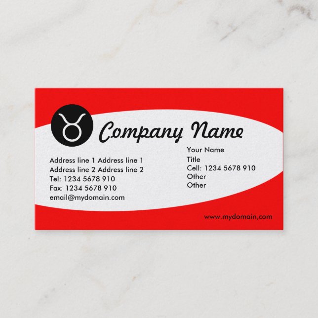 Eliptical Zodiac Gold - Taurus Business Card (Front)