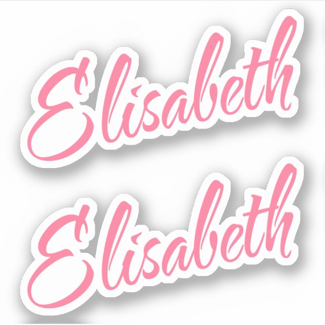 Elisabeth name in pretty pink cursive lettering x2 sticker (Front)