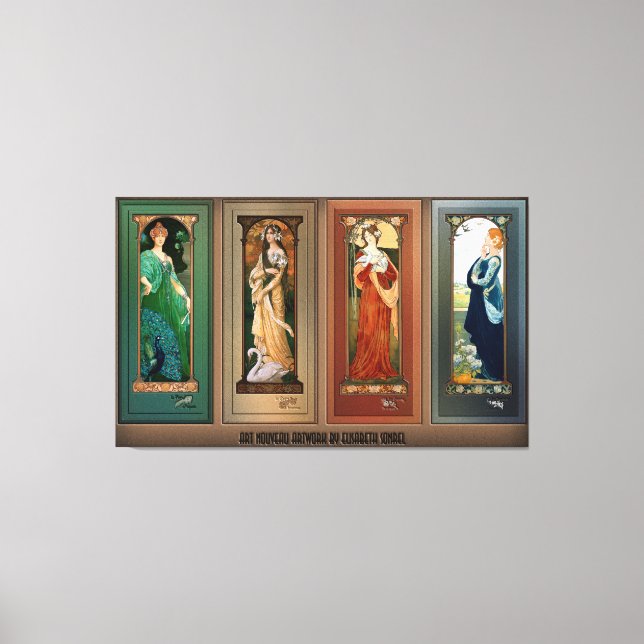 Élisabeth Sonrel Art Nouveau Maiden Bird Series Canvas Print (Front)