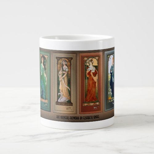 lisabeth Sonrel Art Nouveau Maiden Bird Series Giant Coffee Mug