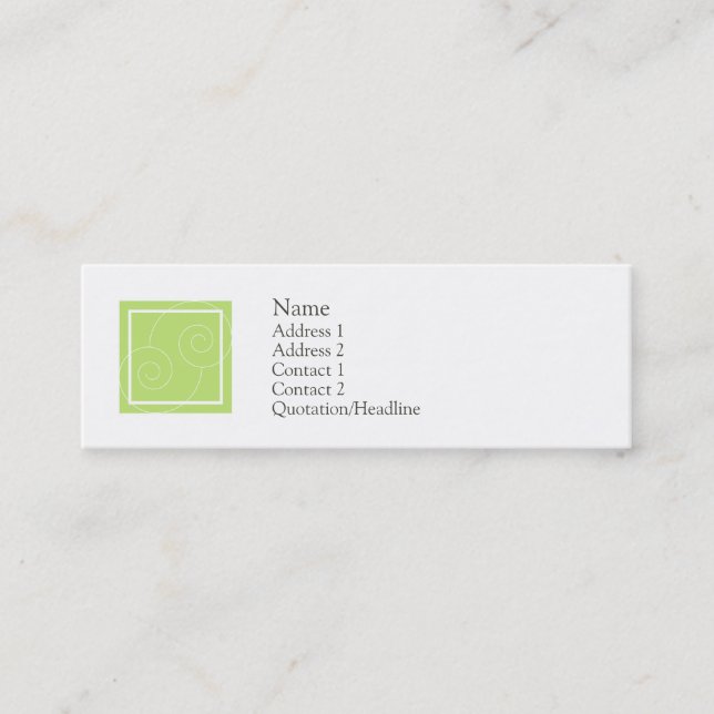 Elise - Green Mini Business Card (Front)