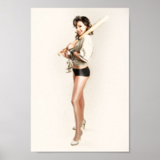 Elise with bat poster