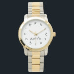 Elisheva - Hebrew Script Lettering Watch<br><div class="desc">Hebrew Meaning,  "Daughter of an oath." "Jewish Expressions, " offers a shopping experience as you will not find anywhere else. Welcome to our store. Tell your friends about us and send them our link:  http://www.zazzle.com/YehudisL?rf=238549869542096443* ENJOY YOUR VISIT!</div>
