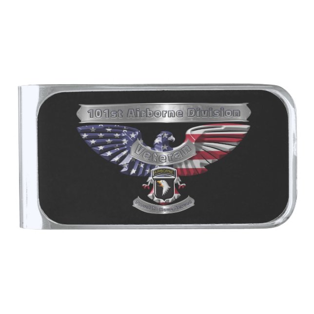 Elite 101st Airborne Division Veteran Silver Finish Money Clip (Front)