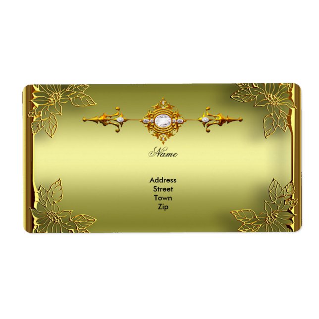 Elite Avocado Green Gold Engagement Anniversary Label (Front)