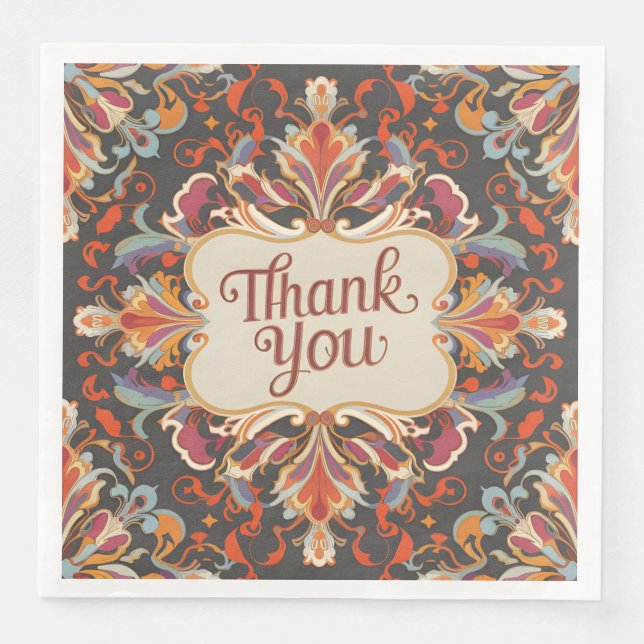 Elite baroque style thanksgiving thank you  paper dinner napkins (Front)