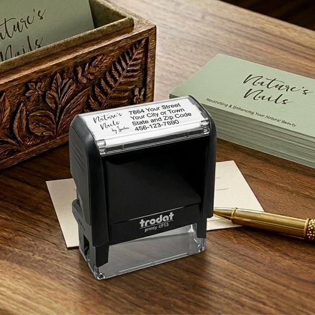 Elite Boutique Nail Salon Script Brand Address Self-inking Stamp (Creator Uploaded)