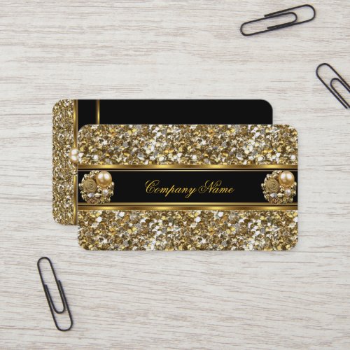 Elite Business Gold Elegant Glitter Jewel Business Card
