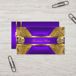 Elite Business Purple Gold Elegant Damask Jewel Business Card