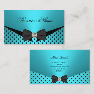 Elite Business Teal Blue Polka Dots Bow Tie Business Card