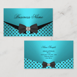 Elite Business Teal Blue Polka Dots Bow Tie Card