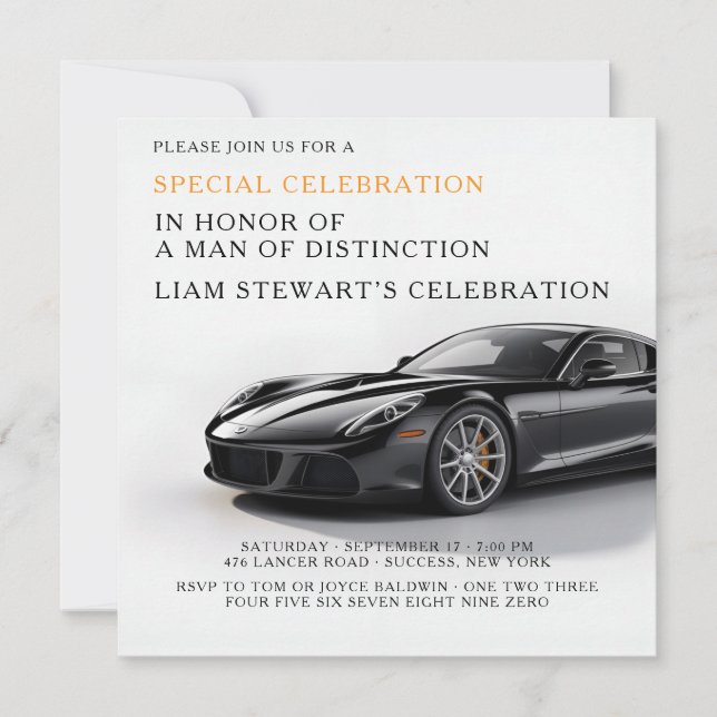 Elite Car Enthusiast Party Invitation (Front)