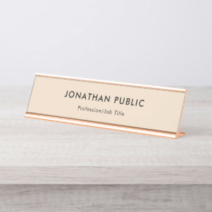 Elite Champagne Color Rose Gold Simple Design Desk Name Plate