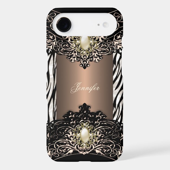 Elite Coffee Zebra Black Pearl Brown 4 Case-Mate iPhone Case (Back)
